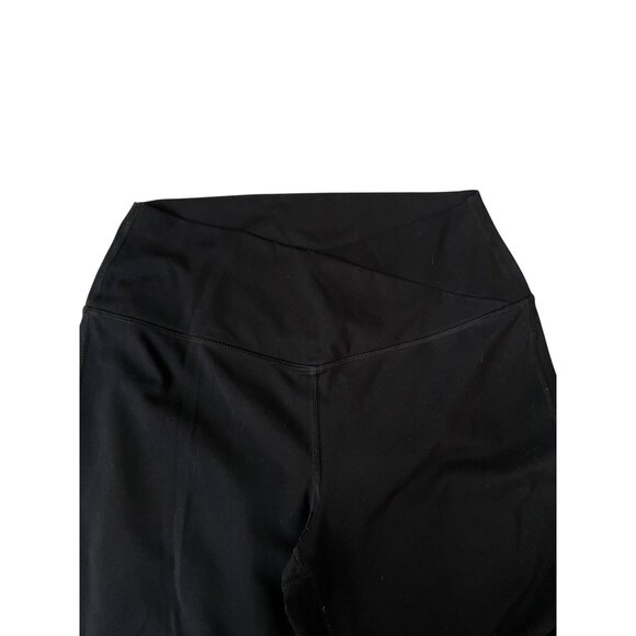 High-Waisted Black Flared Leggings Crossover Waistband Yoga Pants Women's Size L - Picture 2 of 3